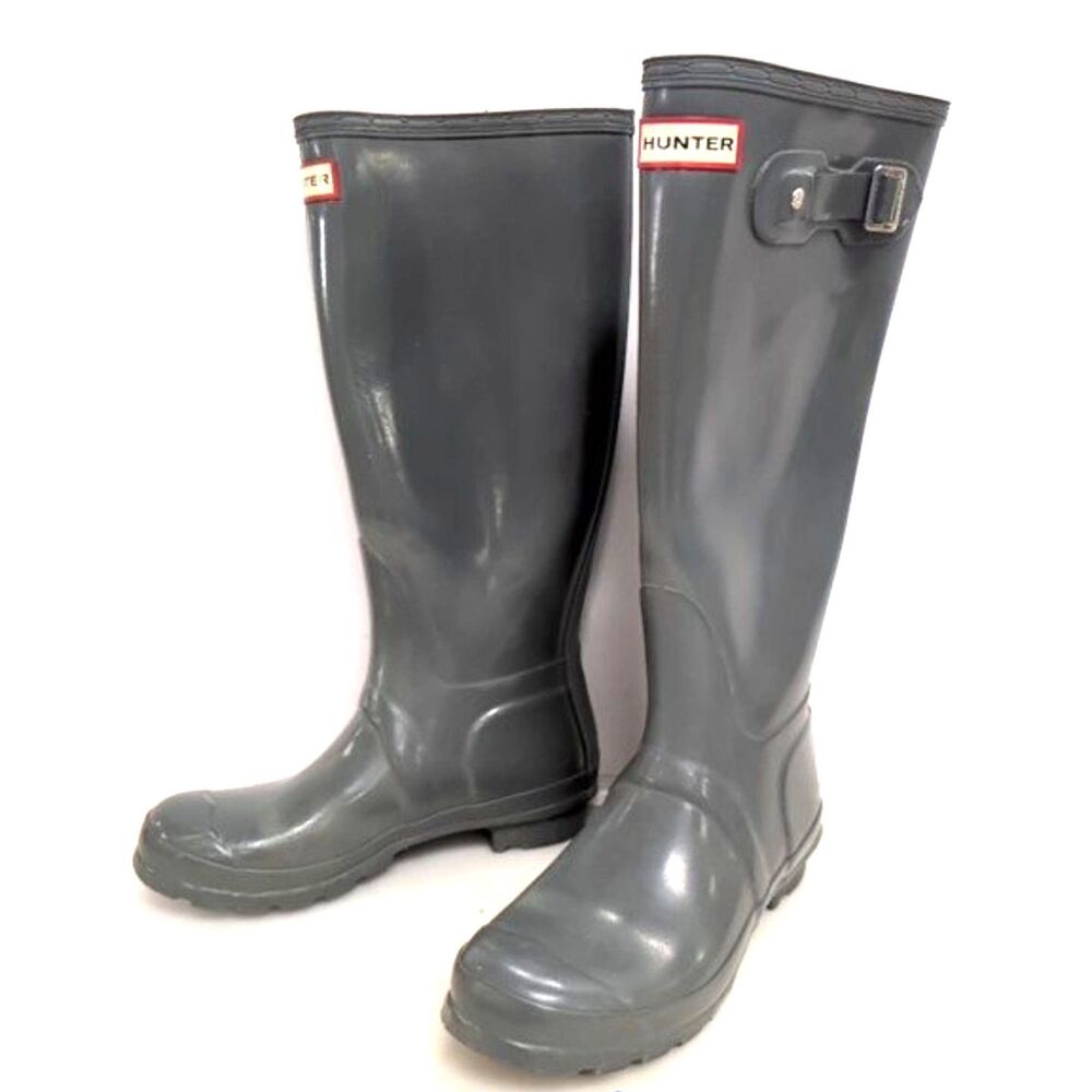 Hunter Women's Original Tall Gloss Gray Rain Boots - Size 7